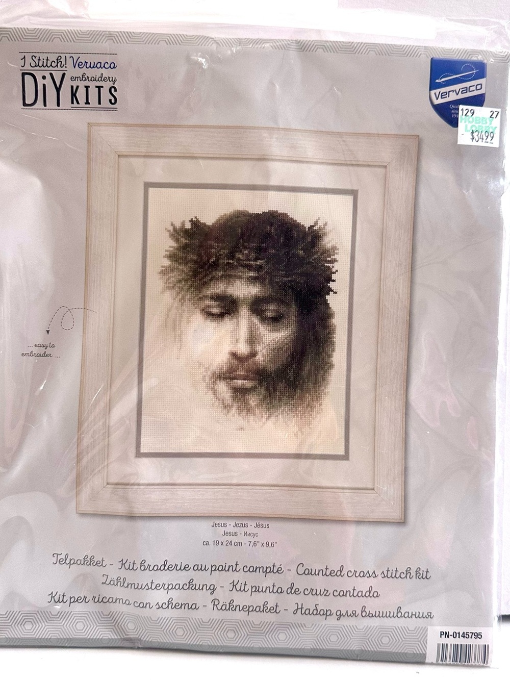 DIY Counted Cross Stitch - Jesus Portrait in Brown Tones